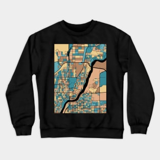 Saskatoon Map Pattern in Mid Century Pastel Crewneck Sweatshirt